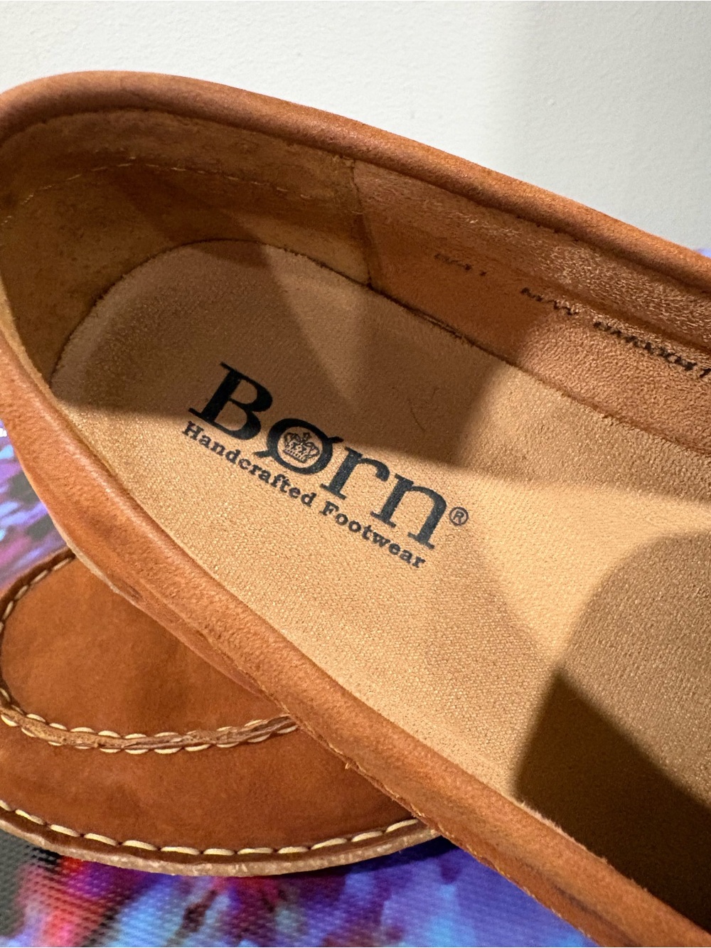 Born Men's Suede Slip-On Loafers in Cognac - Picture 2 of 9